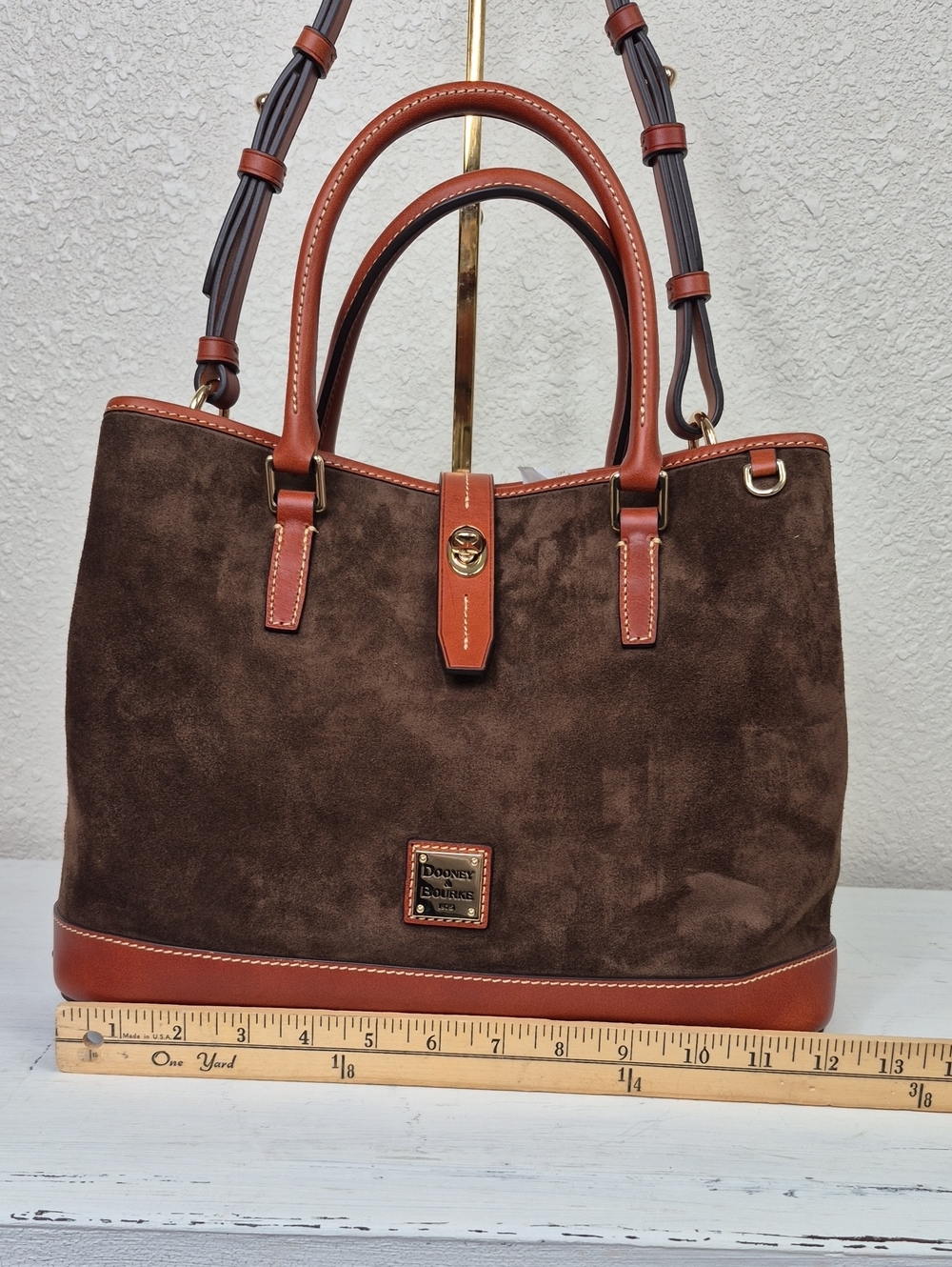 Dooney & Bourke Brown Suede Satchel with Tan Leather Trim Nwt Perry Satchel - Picture 6 of 16